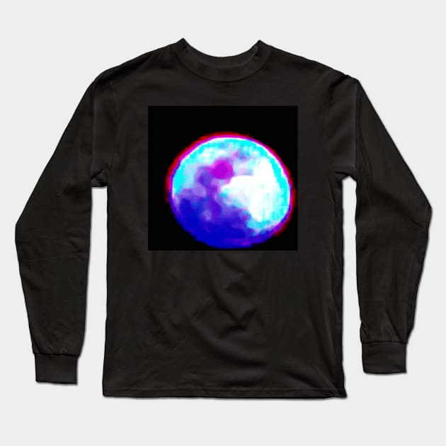 Pixel Moon Long Sleeve T-Shirt by ZenEva Designs 